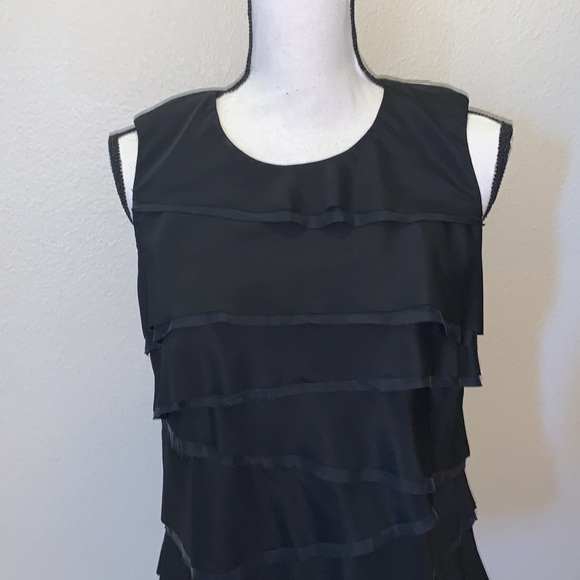 NWT Michael Kors 100% silk layered tired sleeveless blouse black - Picture 2 of 7